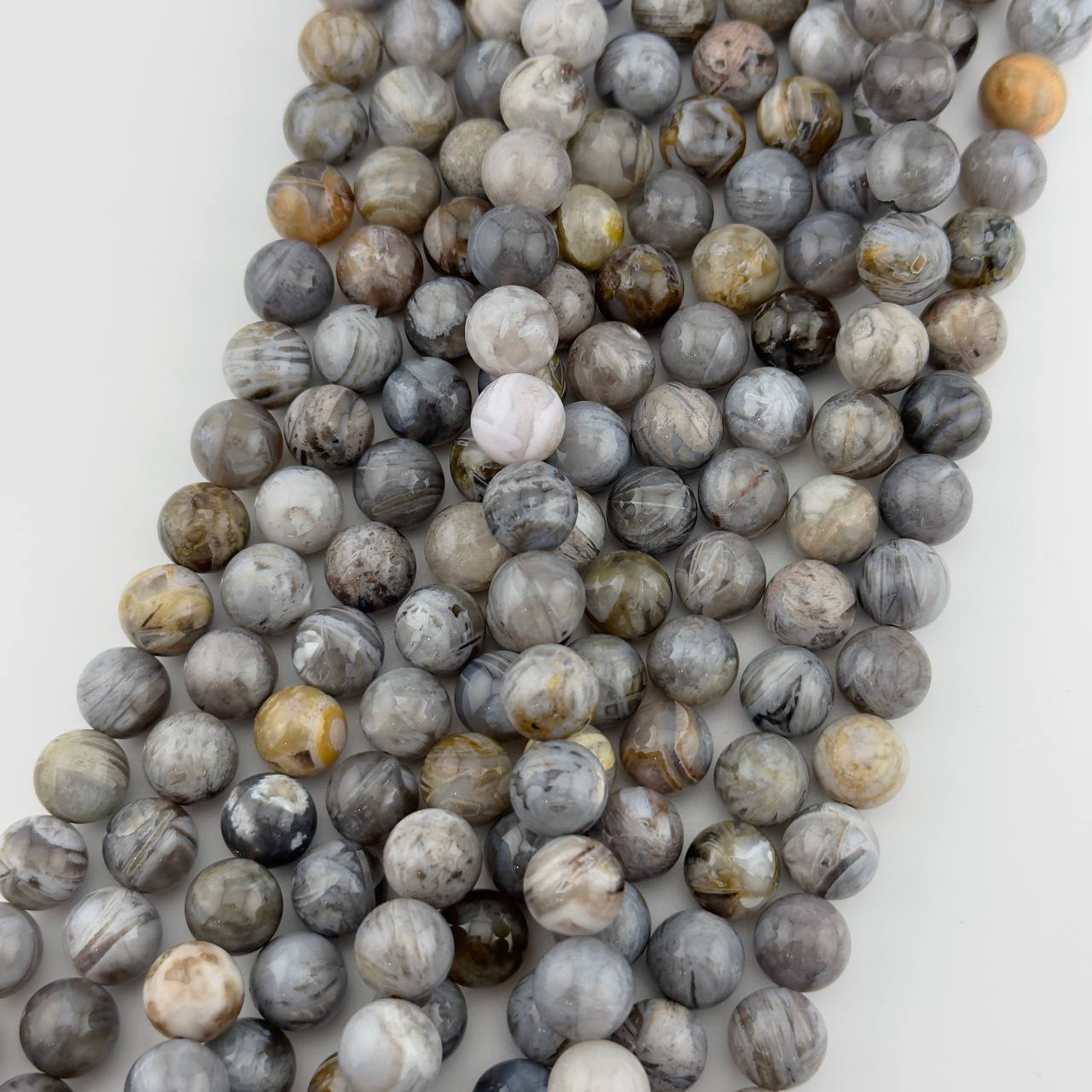 Агат бамбуковый размеры 6мм, 8мм, 10мм, 12