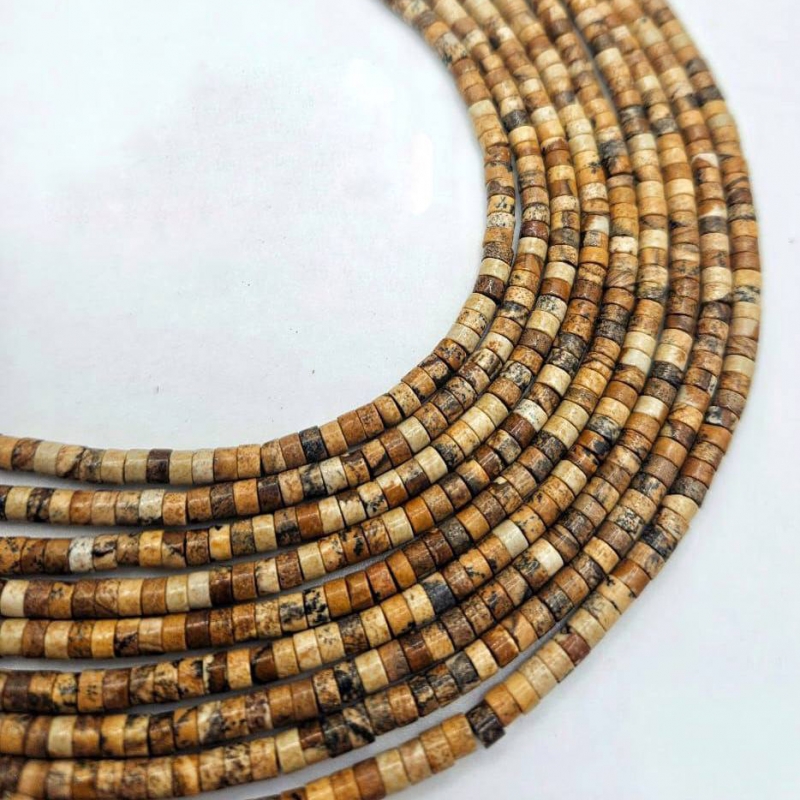 Бусины Яшма земляная (песочная) размер 4*2мм натуральный камень